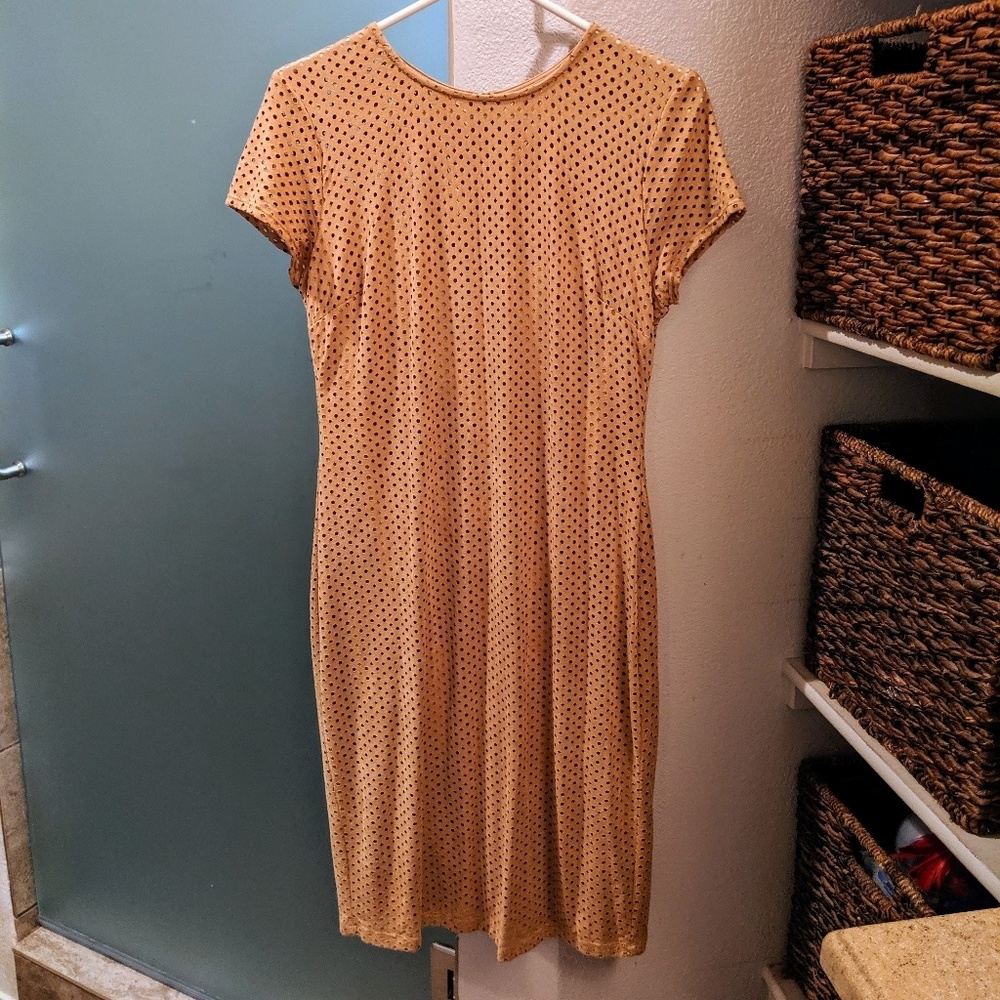 Bisou Bisou Tan Suede Dress. Size 8.